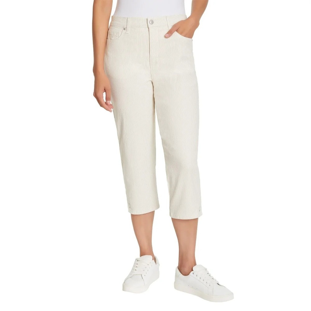 Gloria Vanderbilt Womens Amanda High Waisted 5 Pocket Capri Pant, Multi, Size 10